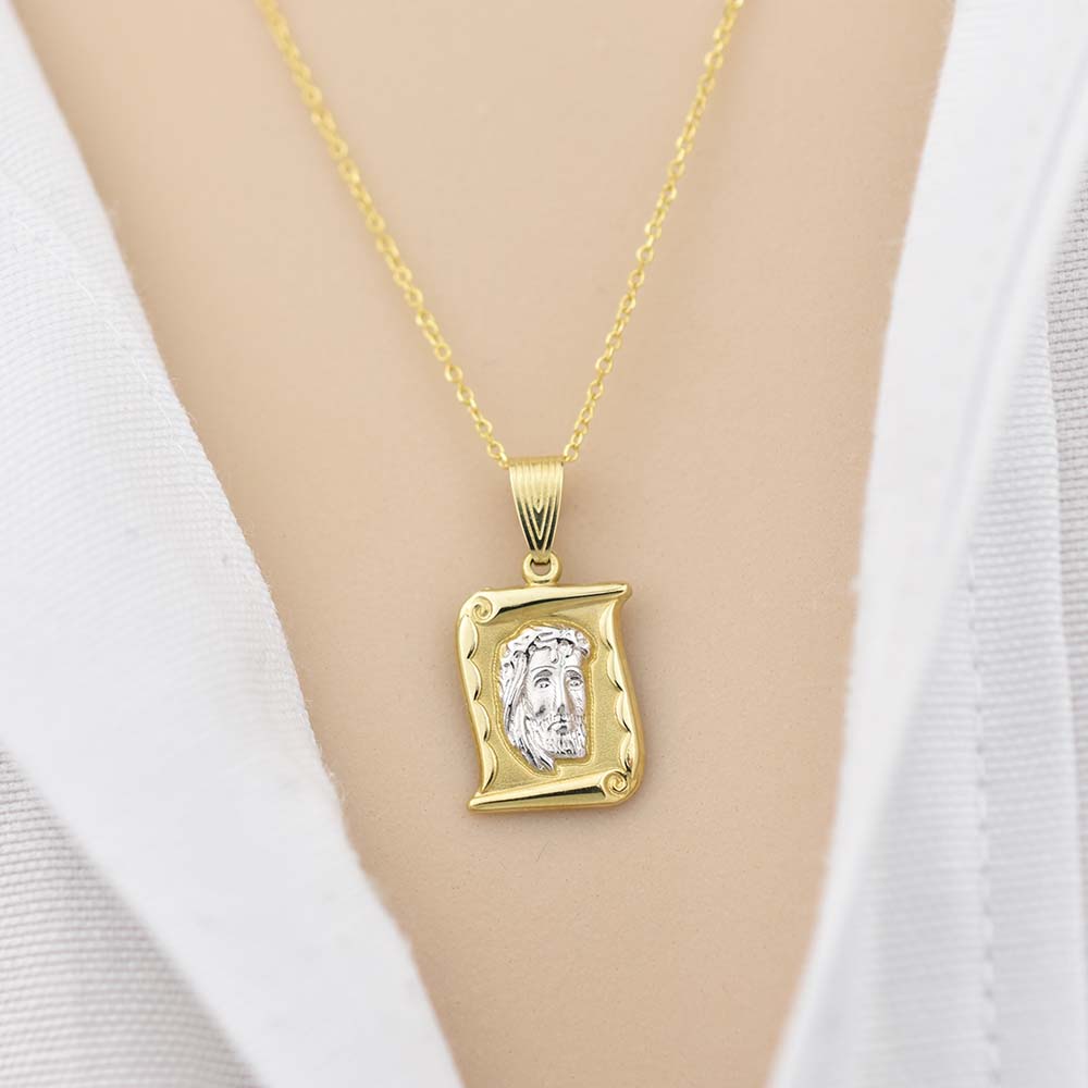 Δίχρωμο Χρυσό Φυλαχτό Κ14 Με Δύο Όψεις